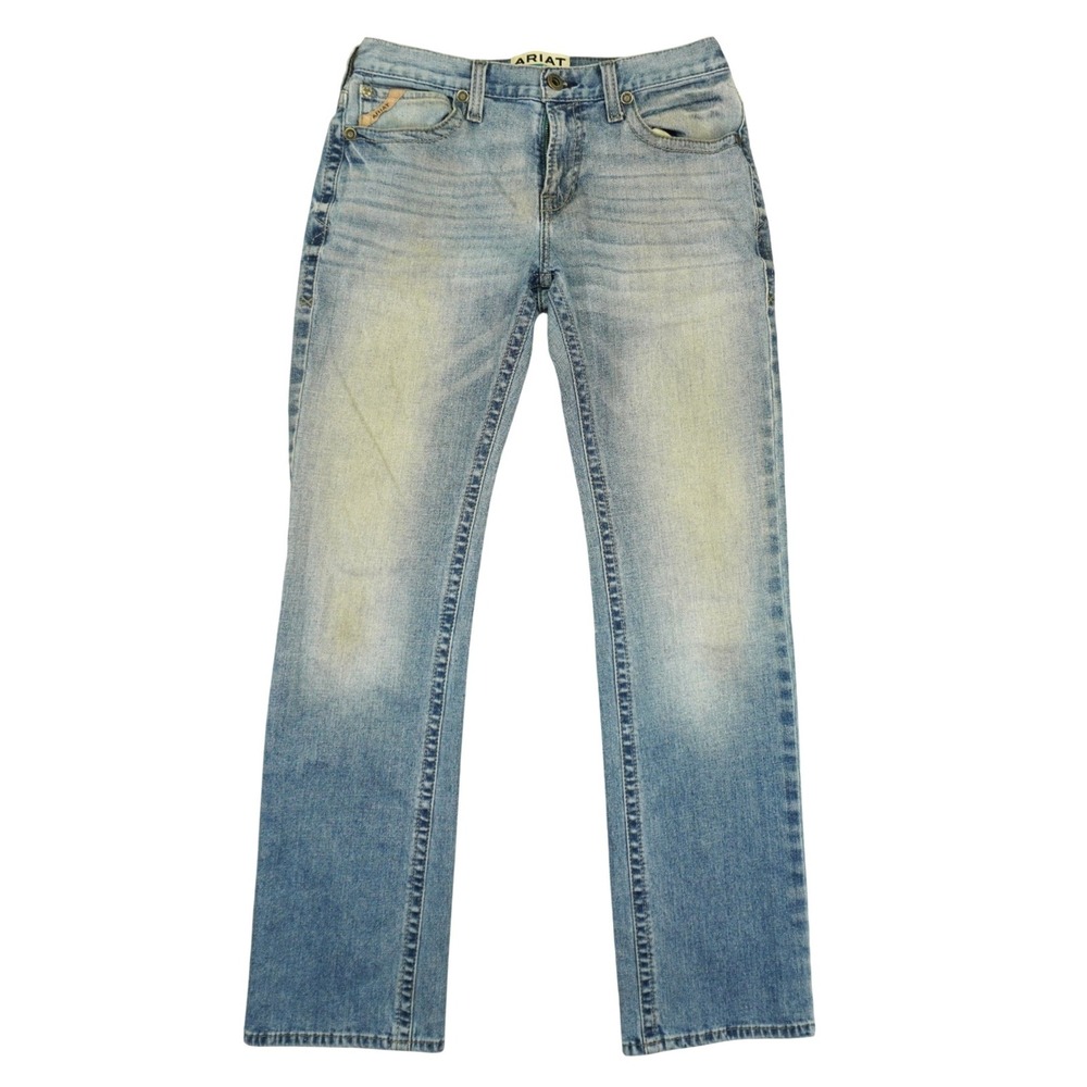 Ariat M7 Rocker Straight Jeans Mens 32x34 Blue Denim Fade Whisker Western Work